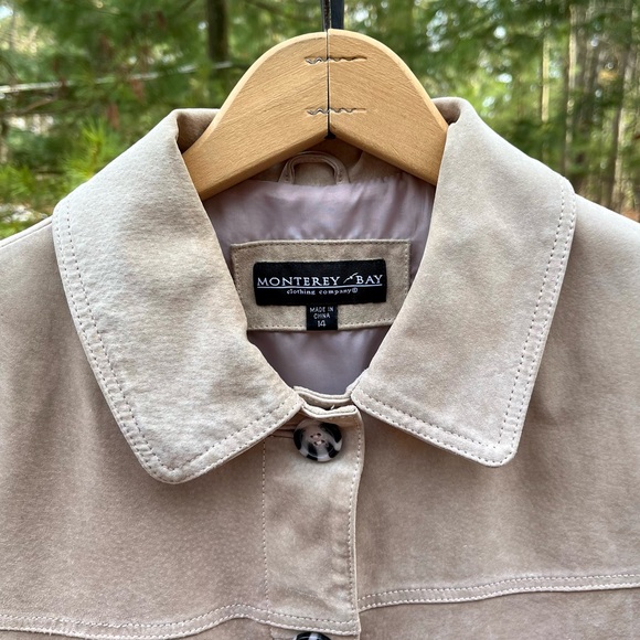 90s Monterey Bay Genuine Leather Suede Jacket Tan Size 14 - Picture 12 of 16